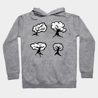 Four Beautiful Black and White Trees Doodle Art Hoodie